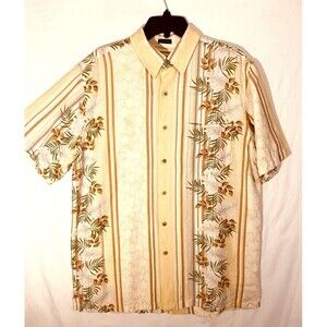 Van Heusen Hawaiian Shirt Men M Washable Linen Multi Floral Short Sleeve Buttons